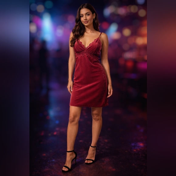 Pink Rose Dresses & Skirts - 💚🩷💚🩷Pink Rose Velvet Slip Dress - AS